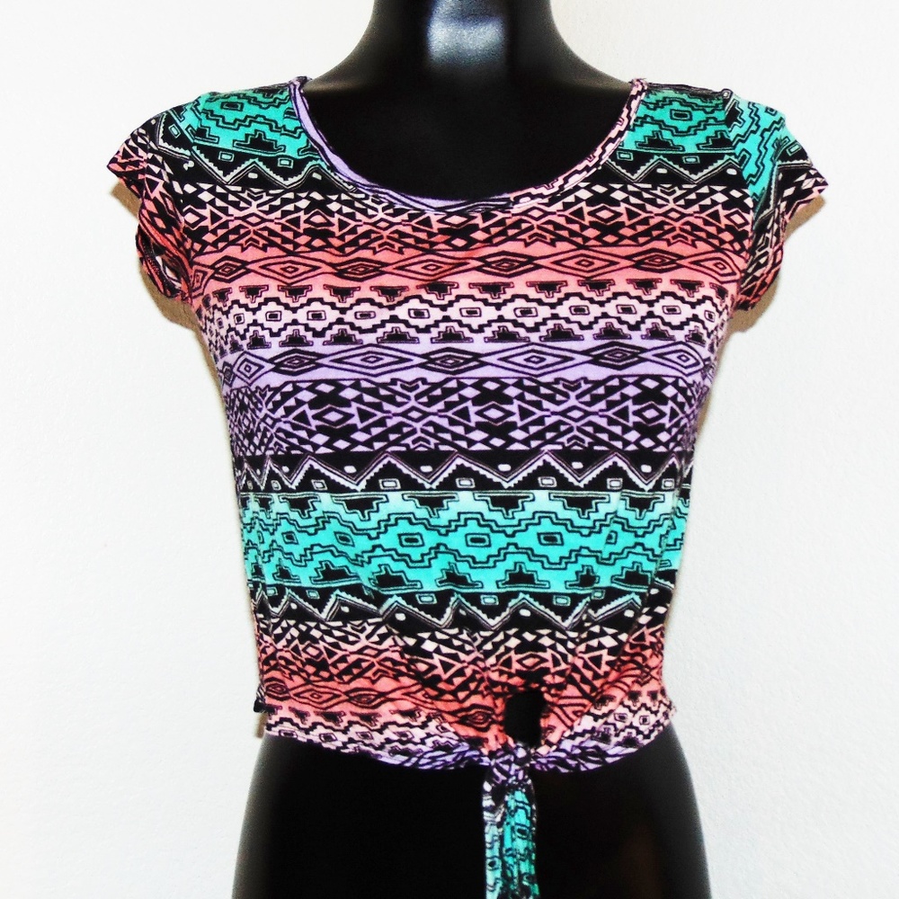 Colorful design tie waist blouse by 579 in sz 5